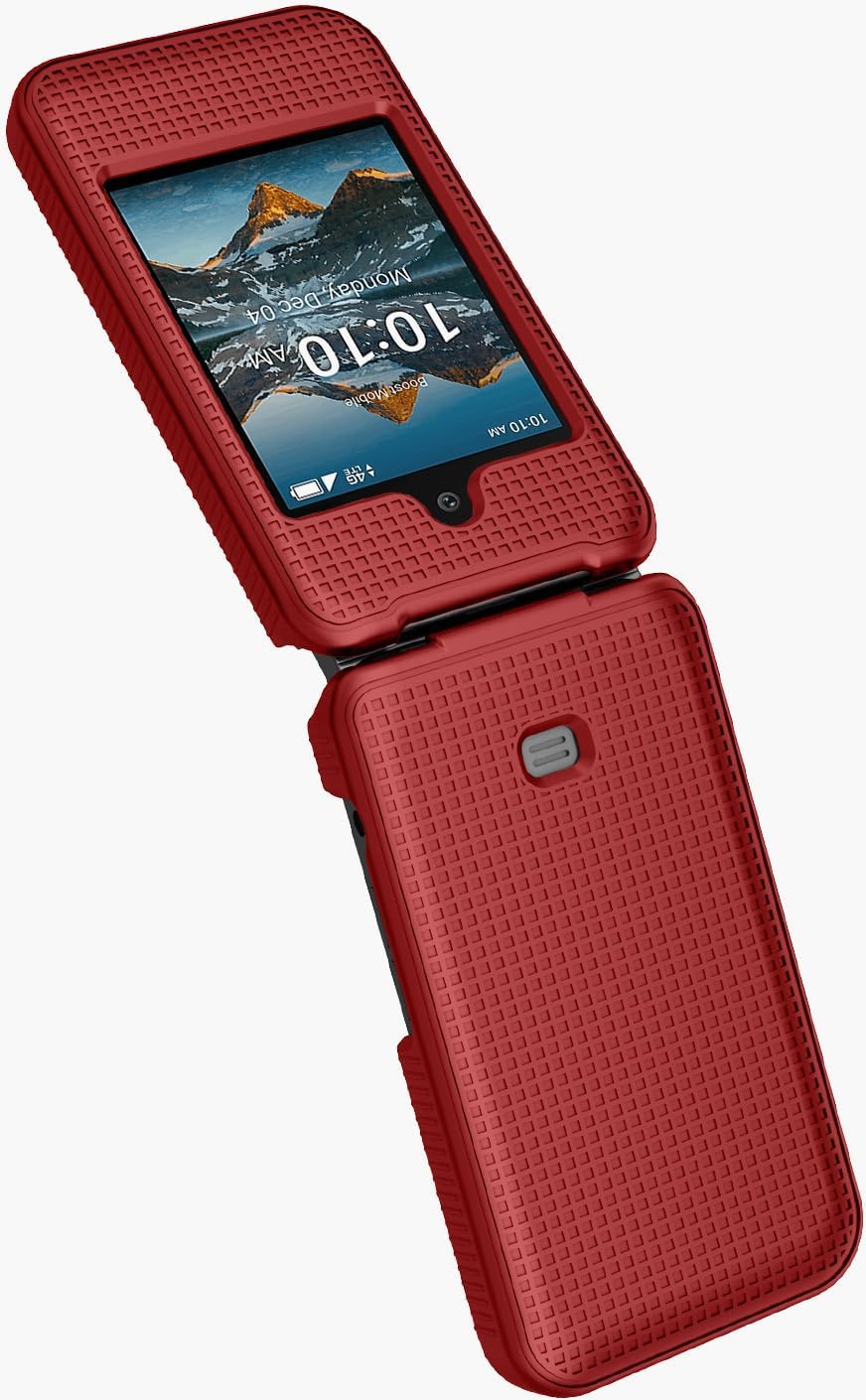 Nakedcellphone Case for Consumer Cellular Iris Easy Flip Phone/Boost Mobile Summit Flip 4G, Slim Hard Shell Protector Cover [Anti-Fingerprint, Grid Te