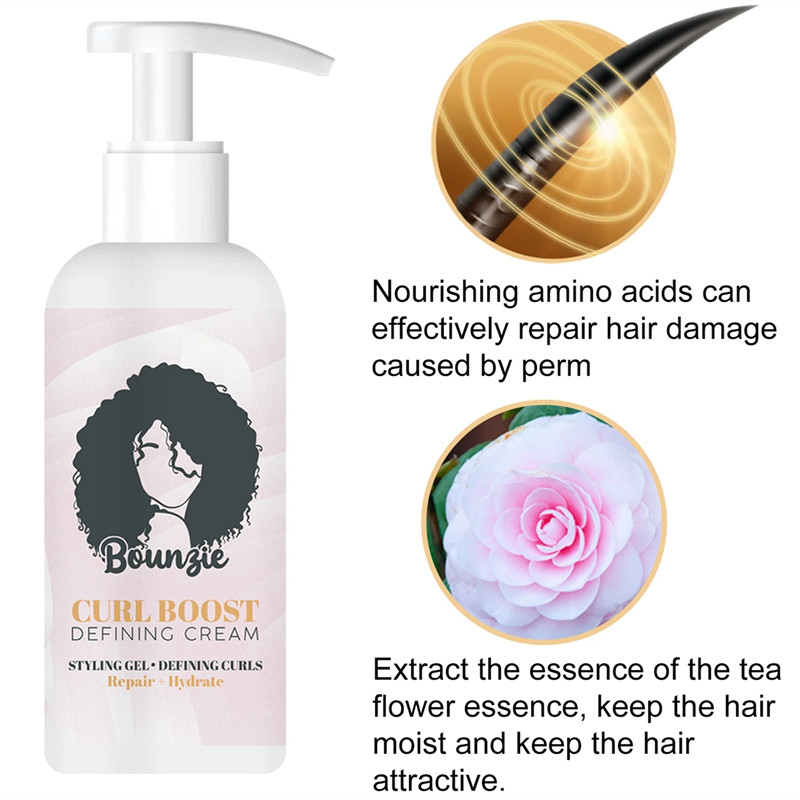 Bounzie Curl Boost Defining Cream Perfect Curls Hair Booster Cream Instant Effect Drying Frizz Control Hair Style Setting Cream