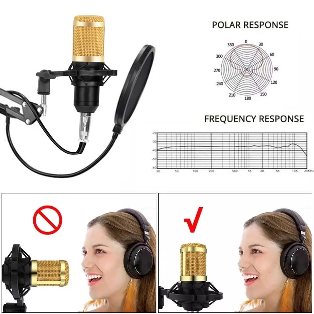 BM-800 karaoke condenser microphone for PC studio broadcasting singing recording microphone microphone kit