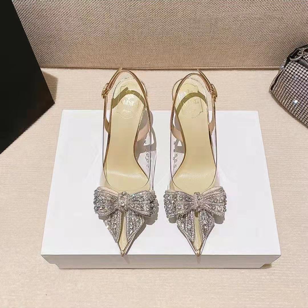Brand Women Pumps Luxury Crystal Slingback High Heels Ladies Summer Shoes Pumps Woman Heeled Party Wedding Shoes