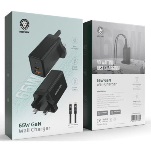 GREEN LION 65W GAN WALL CHARGER BLACK