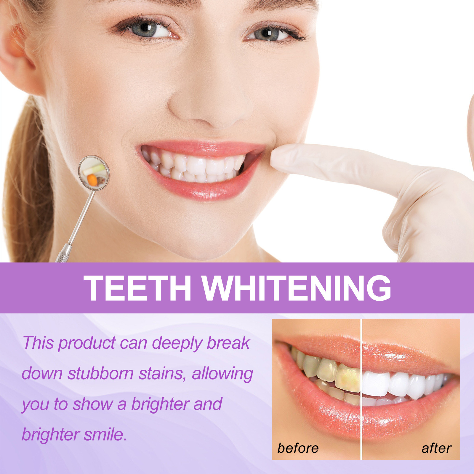 14pcs/box Teeth Bleaching Strip Purple Dental Cleaning Whitener Veneers Oral Hygiene Care Brightening Tooth Whitening Gel Strips