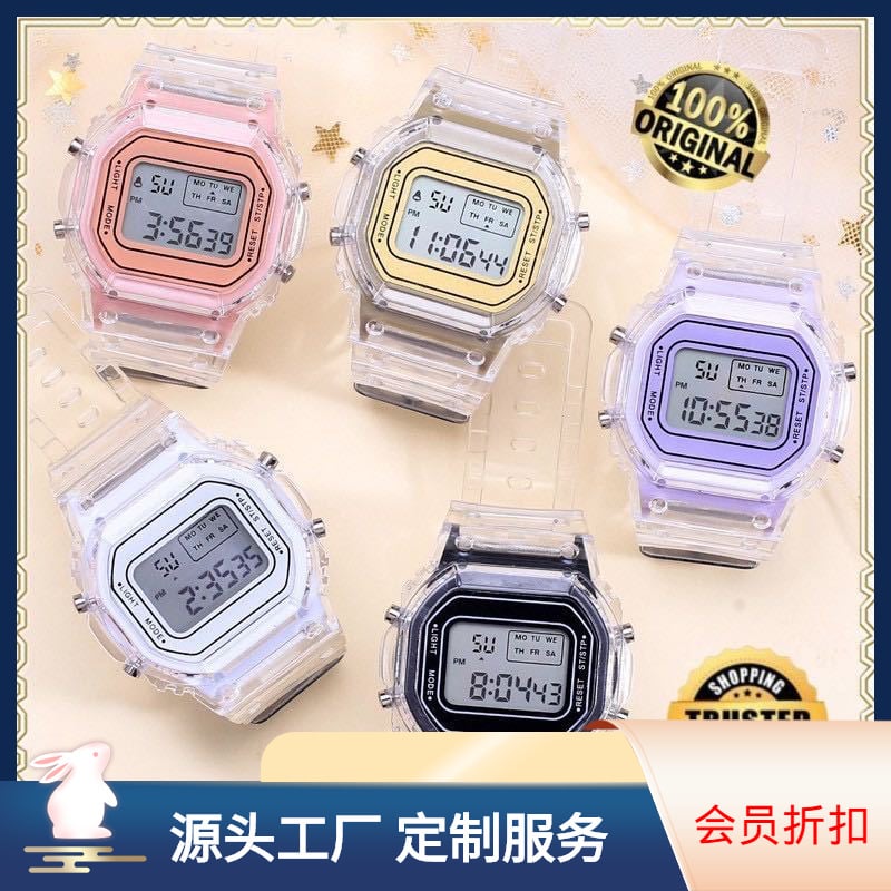New Fashion Transparent Electronic Watch LED Ladies Wristwatch Sports Waterproof Electronic watchs Candy Multicolor Student Gift