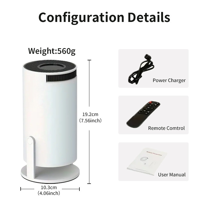 HY300 gun barrel projector Android 11 ultra HD bedroom wall projection portable HD projector