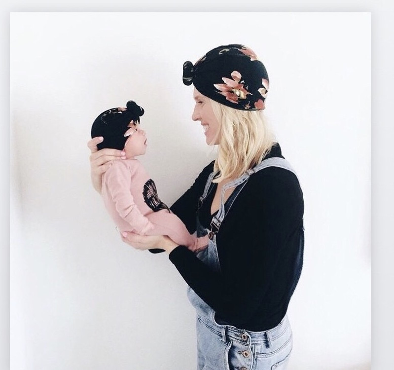 Newborn Infant Baby Girl Boy Mom Turban Hat Bows Flower Head Wrap Leopard India Hat Cotton Cap Parent-child Suit Beanie