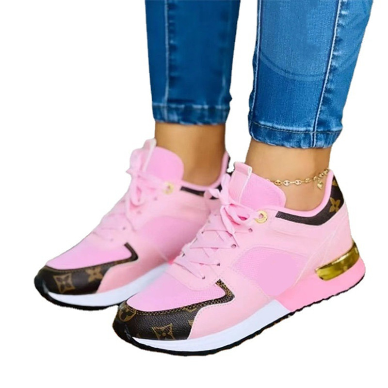 Women's sneakers 2024 shoes thick-soled sports ladies breathable running walking sneakers low-cut color matching women's shoes