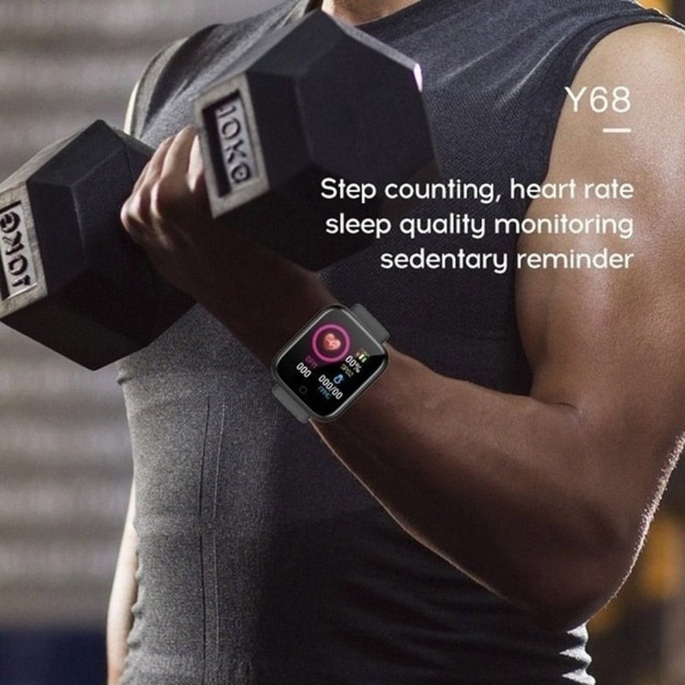 Smart Watch Y68 Bluetooth Fitness Tracker Sports Watch Heart Rate Monitor Blood Pressure Smart Bracelet for Android IOS Gift