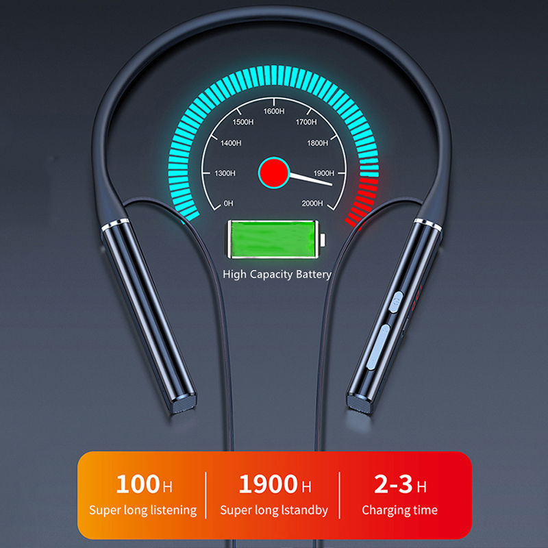 100 hours TWS Wireless Magnetic Neckband Headphone Earphone IPX3 Sport Headset Waterproof Noise Cancelling Microphon