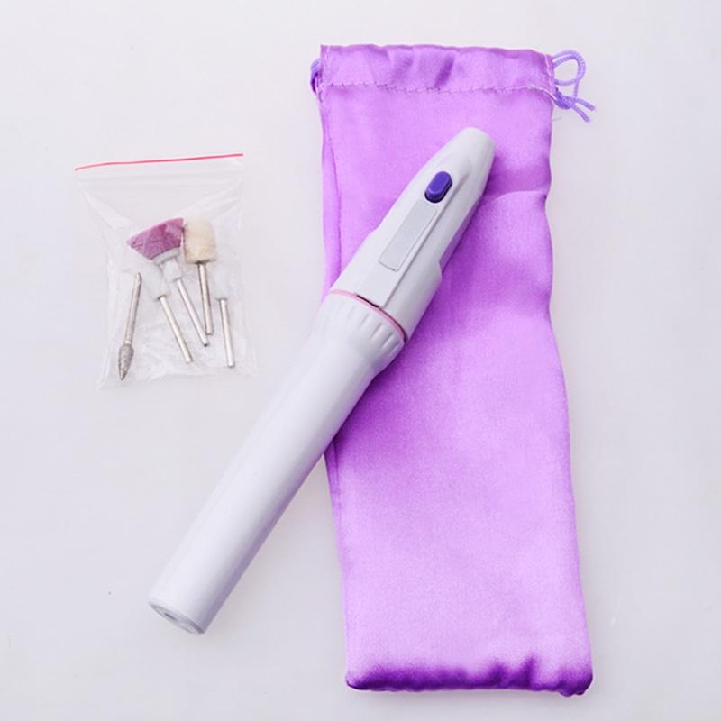 1 Set 5 Bits Professional Electric Nail Drill Kit Set Battery Manicure Pedicure Grinding Burnishing Machine
