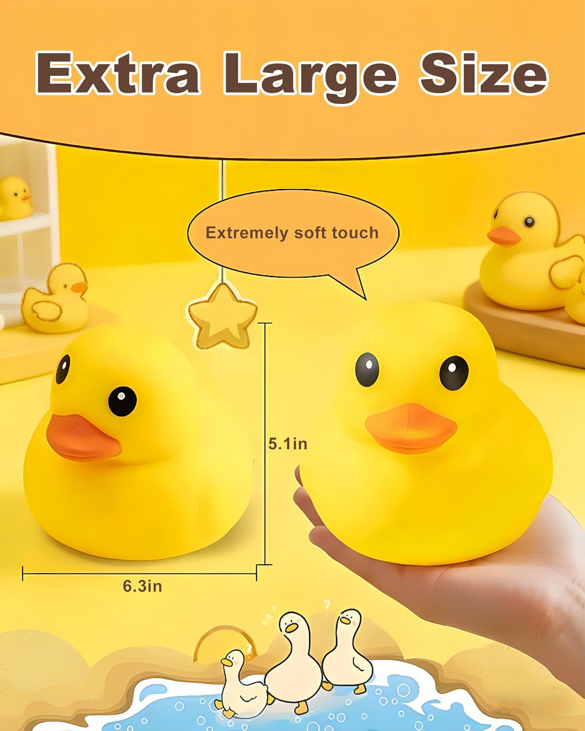 Duck Squishy Squeeze Toy – Stress Relief & Sensory Fidget Toy for Kids & Adults | Soft TPR Anxiety Relief Toy, Cute Party Favor, Desk Decor & Autism/G