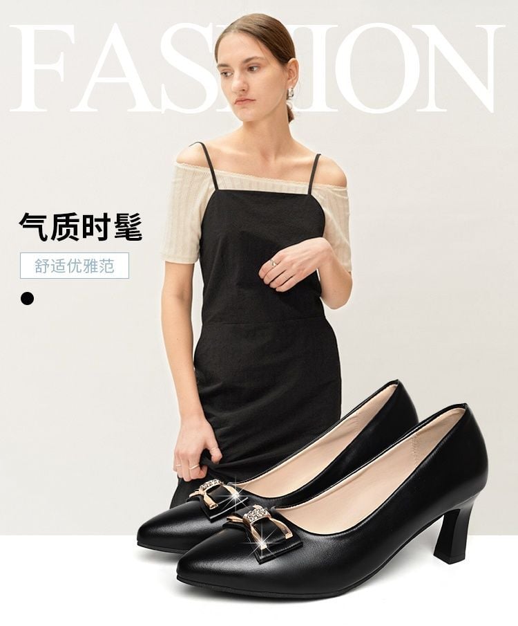 Cresfimix women classic black pu leather slip on square heel shoes lady fashion short shoes