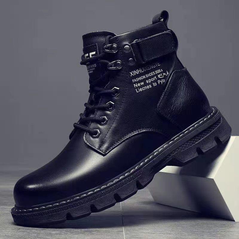 New Motorcycle and Ankle Boots Waterproof Boots Men Leather Shoes Men Casual Men's High-top Fashion Shoes