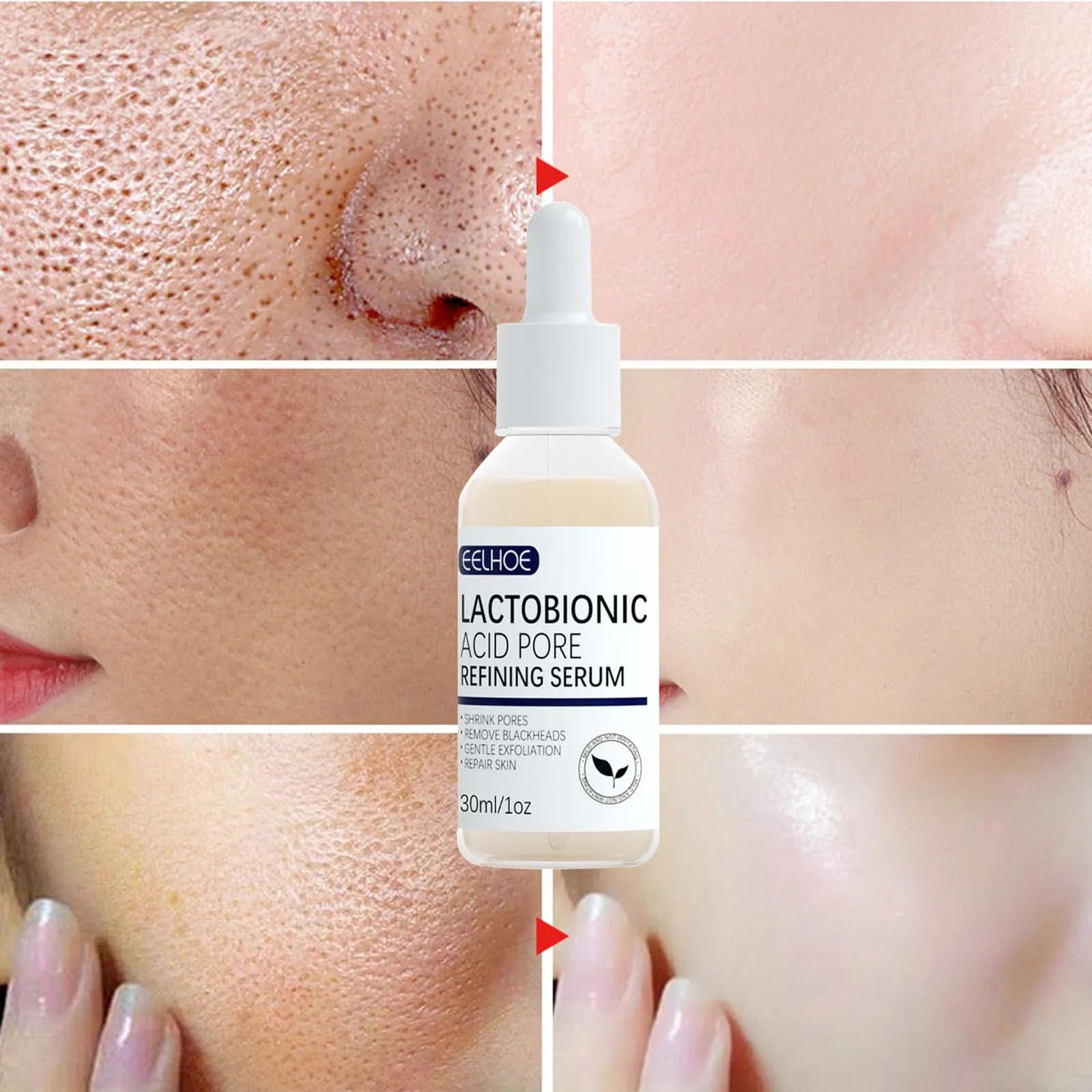 Lactobionic Acid Pore Shrink Face Serum Hyaluronic Acid Moisturizer Nourish Smooth Pores Repair Essence Firming Korean Cosmetics