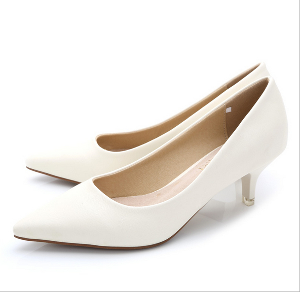 Nude Shallow Mouth Women Office Work Heels Shoes Elegant Ladies Low Heel wedding shoes woman chaussures femme