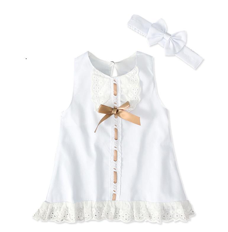 baby summer girls sleeveless bowknot skirt two-piece kids dress