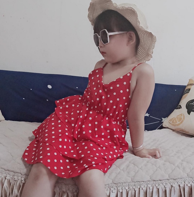 Children's clothing girls dress autumn and winter new western style polka dot sleeveless princess dress &