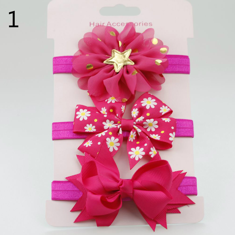 Fashion New Korean Hair Accessories Child Simple Solid Color Bow Ribbon Set