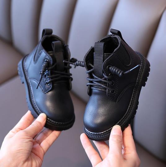 Boys and girls new leather low-top ankle boots girls fashion trend Martin boots