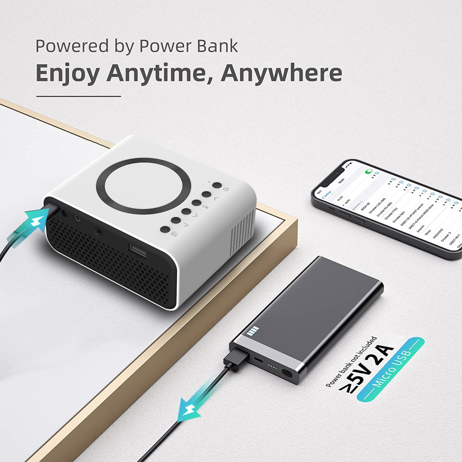 YT300 Mini Portable Portable LED Projector Ultra HD Wired Wireless Connection Mobile Home Theater Projector