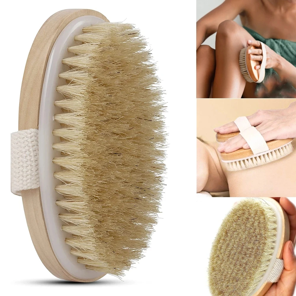 Round Head Bristle Bath Brush Portable Shower Brush Bathroom Scrubbing Cleanse Exfoliate Massaging