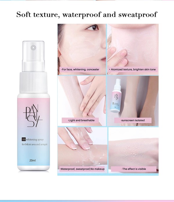 PANSLY BB Cream Whitening Spray Isolation Cream Moisturizing Waterproof Long Lasting Refreshing Nude Skin Cream 20ml Durable TS1