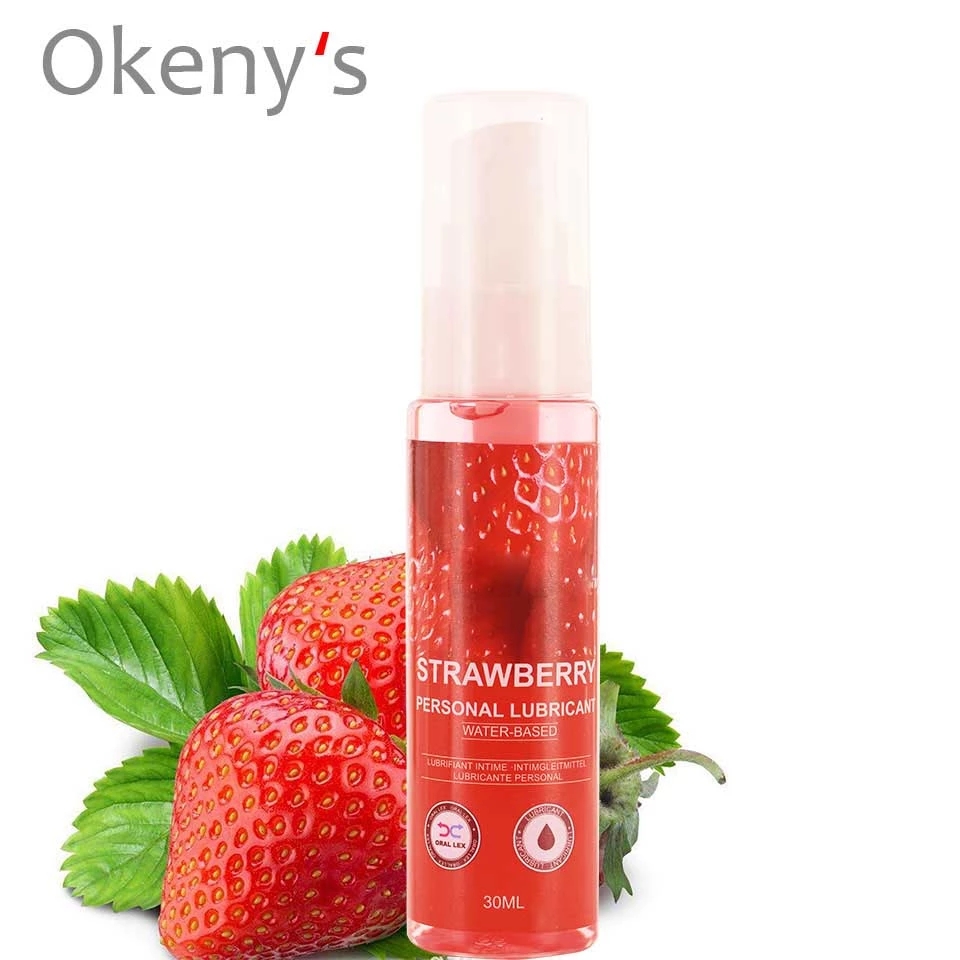 30ml Strawberry Flavor Edible Lubricant for Anal Vaginal Oral Sex Silicone Lubricating Oil Adult Sex Products Body Massage Gel