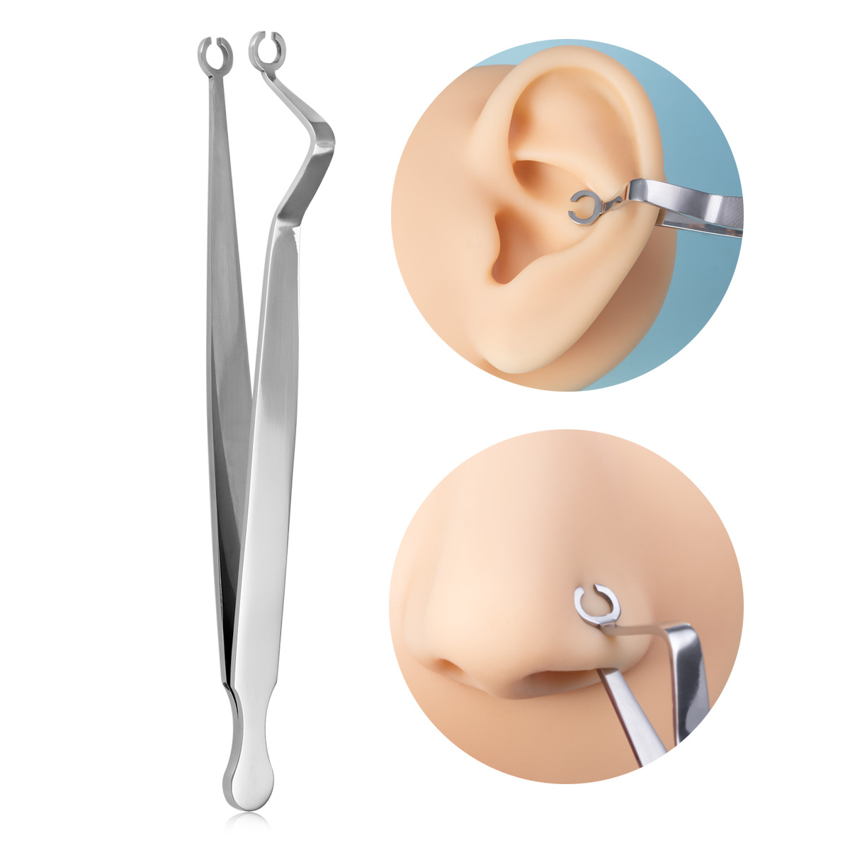 1Pc Surgical Steel Opening Closing Needle Ball Clamp Plier Different Open shape Tweezers Piercing Professional Puncture Tool