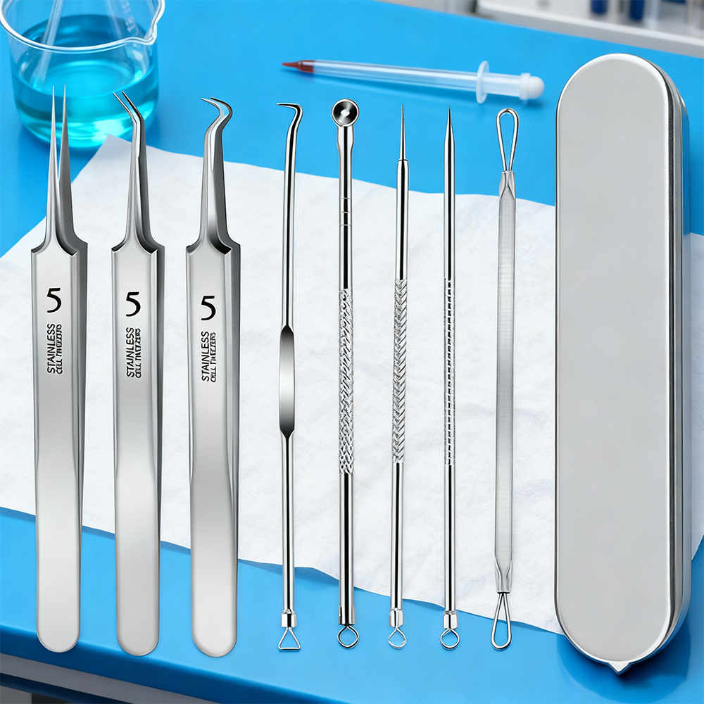 Ultra sharp stainless steel acne removal needle set,blackhead remover,beauty salon specific acne extraction tool set,tweezers