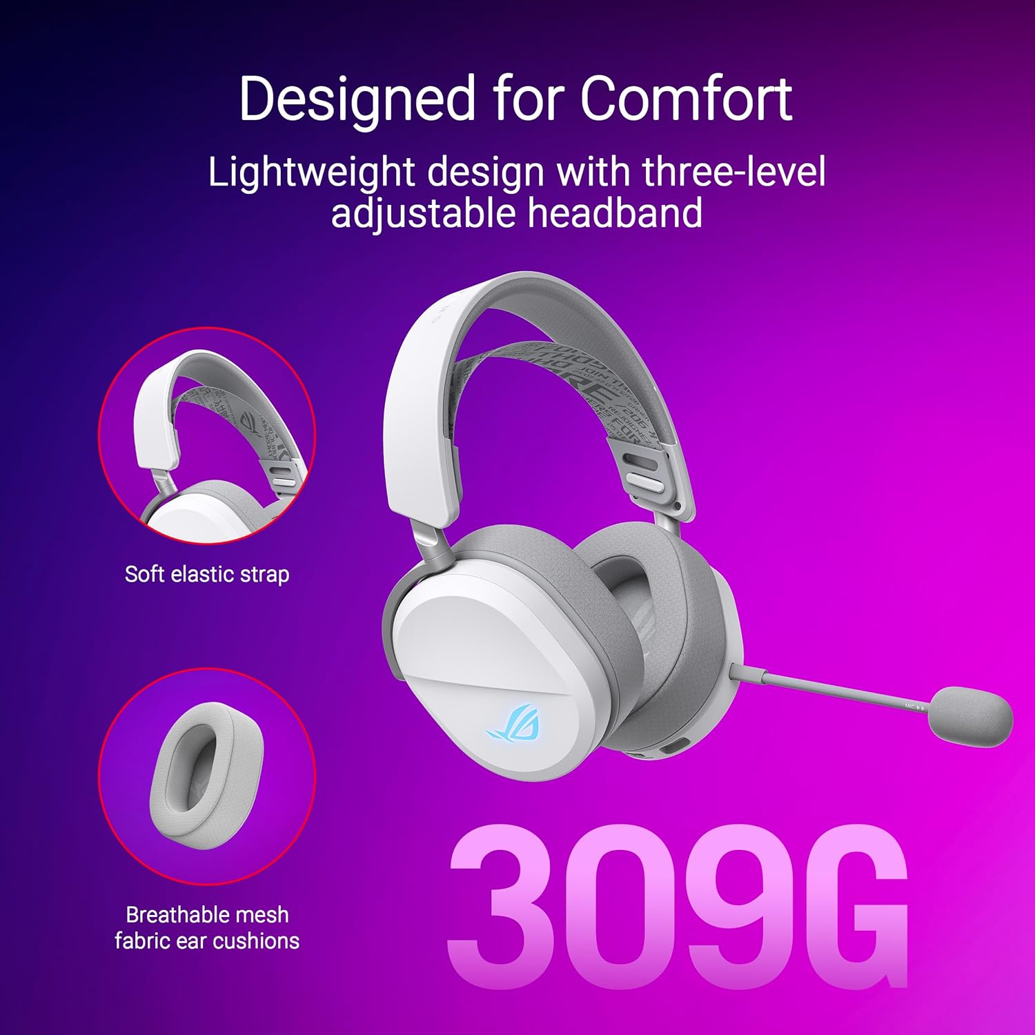 ASUS ROG Pelta Wireless Gaming Headset with Detachable Mic – Tri-Mode (BT, 2.4GHz, USB-C) 50mm Titanium-Plated Drivers, 70Hr Battery, Ergonomic, Light