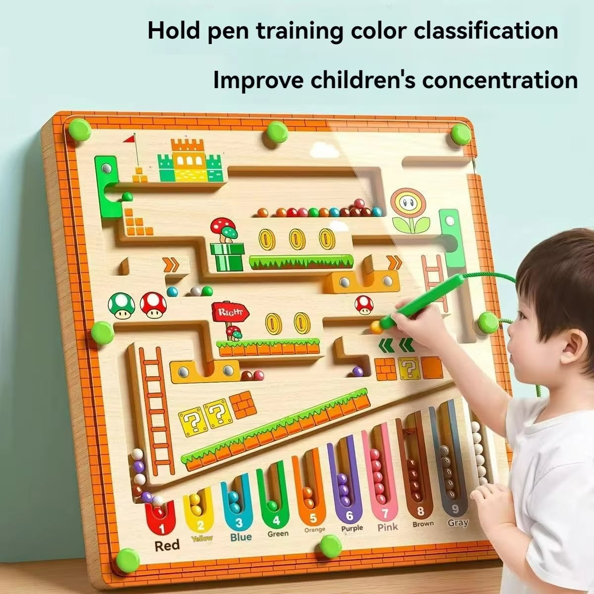 Children's Magnetic Maze Walking Ball Baby Concentration Training, Writing Logic Thinking 3 year Old Early Education Puzzle To