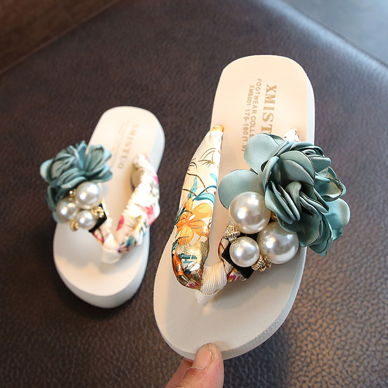 Summer new non-slip children's flip flops girls fashion beach shoes pinch sandals women flower slippers women's outer