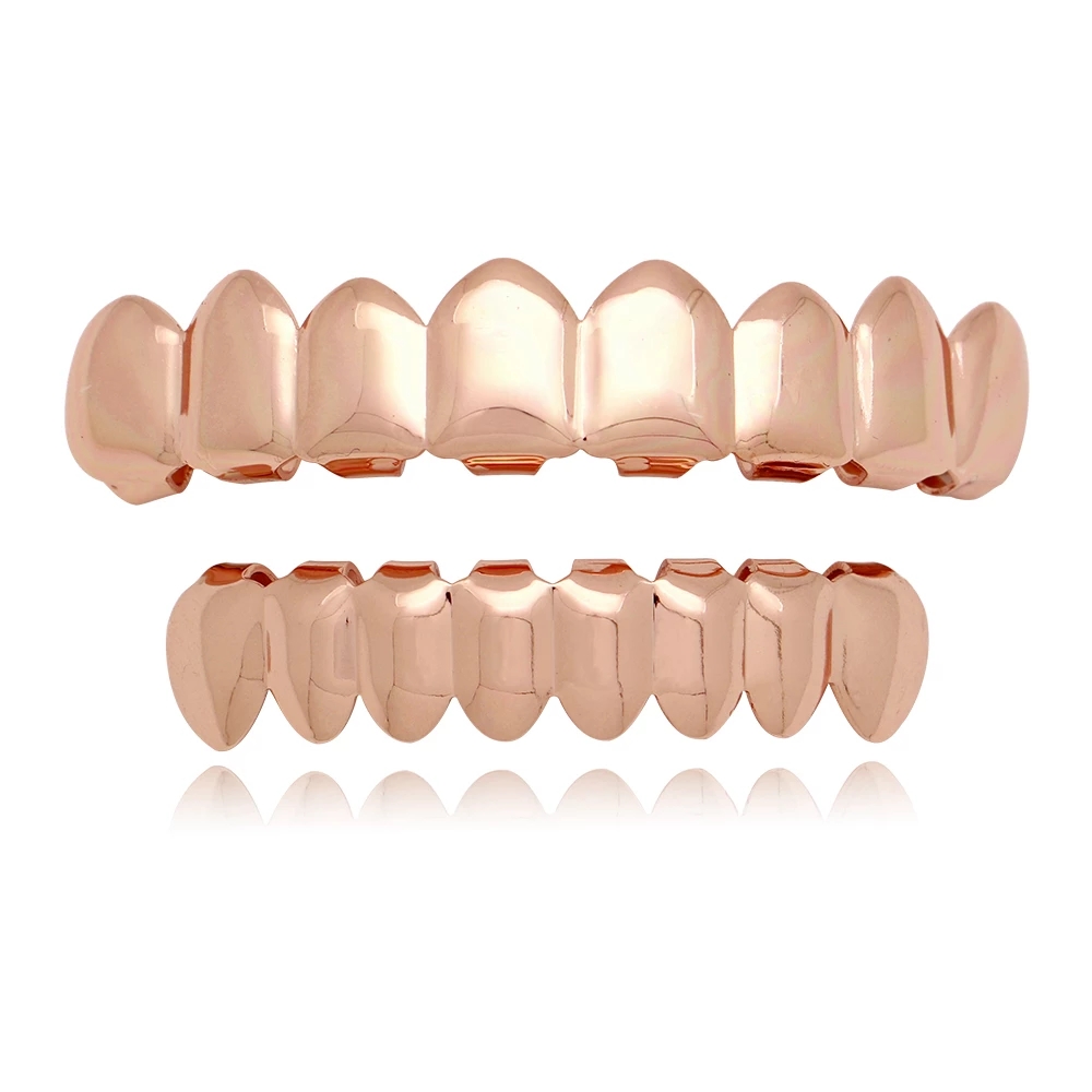 Hip Hop Teeth Grillz Set For UnisexTop Bottom Mouth Gold Silver Color Teeth Grills Tooth Caps Removable Dental Fashion Jewelry