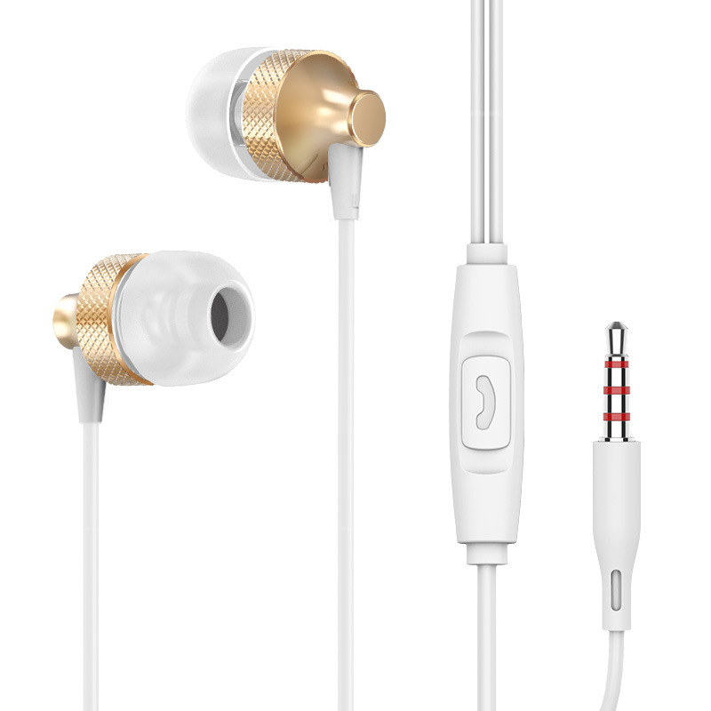 New Metal In-Ear Headphones Subwoofer With Wheat Wire Control Mobile Phone Computer Universal Headset Spot