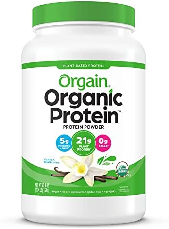 Orgain Organic Plant Based Protein Powder, Vanilla Bean, 2.74 lb