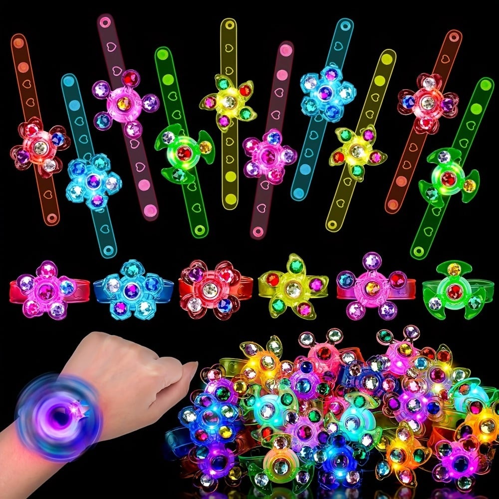 10 LED Luminous Fidget Spinner Bracelet, Kids Party Favor Gift Bag Filler Luminous Party Supplies Return Gift Carnival Gifts