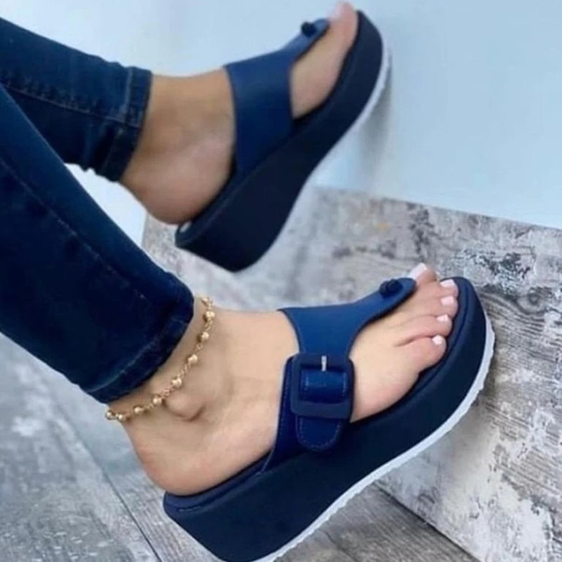 New Women Wedges Sandals Summer Casual Muffin Slip on Platform Flip Flops Ladies Sandals Party Peep Toe Sandals Sandalias Mujer