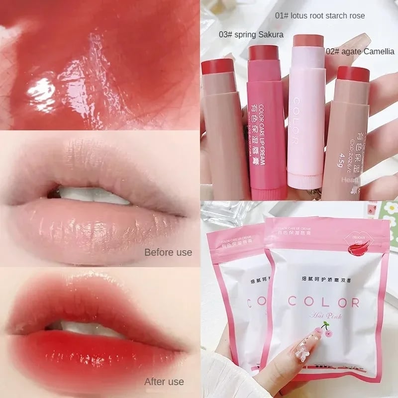 3pcs Lip Balm Moisturizing Anti-dry Lip Balm Easy To Carry Anti-cracking Lipstick Colored Lip Tint Makeup Lip Care Cosmetics