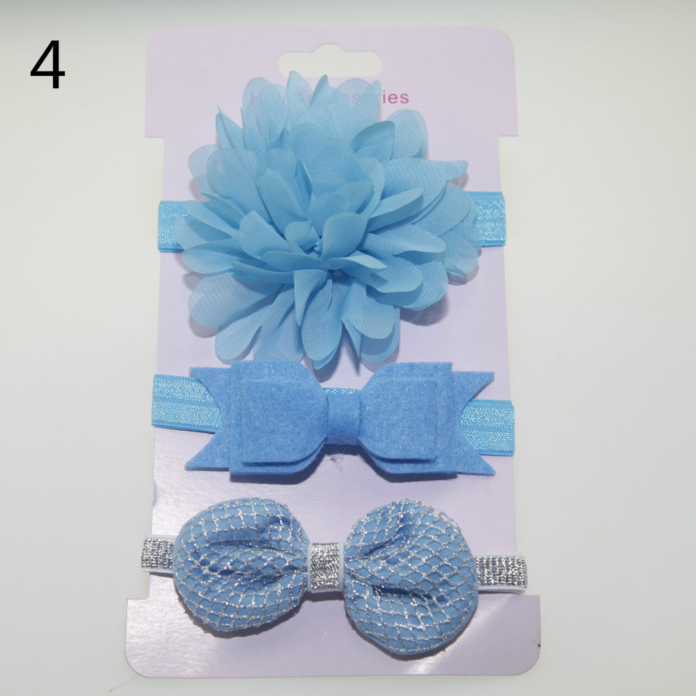 Fashion Korean Flower Hair Band Child Bow Three Piece