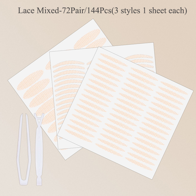 240pcs Gauze Mesh-Lace Invisible Double-fold Eyelid Sticker Transparent Invisible Self-adhesive Eyelid Tape Sticker &