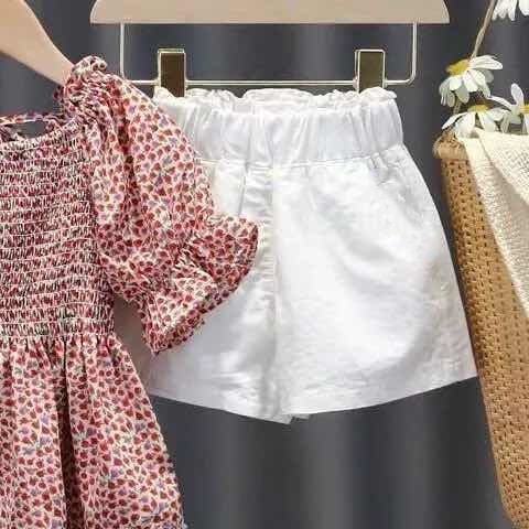 Fashion Toddler Kids Baby Girls Single Shoulder Ruffled collar Top Denim Hot Shorts Outfits Set Clothes