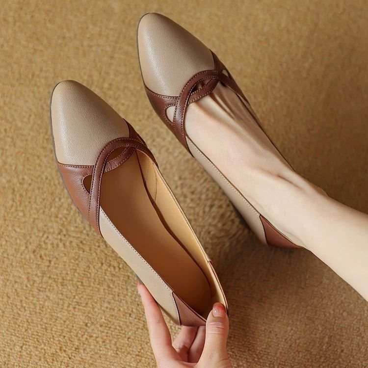 Women's PU Shallow Pointed Toe Low Top Shoes Low Heel Rubber Flat Sole Lightweight Non-Slip Comfort Casual Daily Shoes