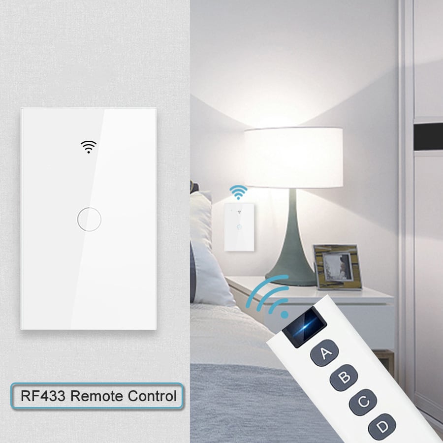 Graffiti Smart American Standard Switch Single live line Zero line Universal WiFi Remote Control Tempered Glass Panel Touch swit