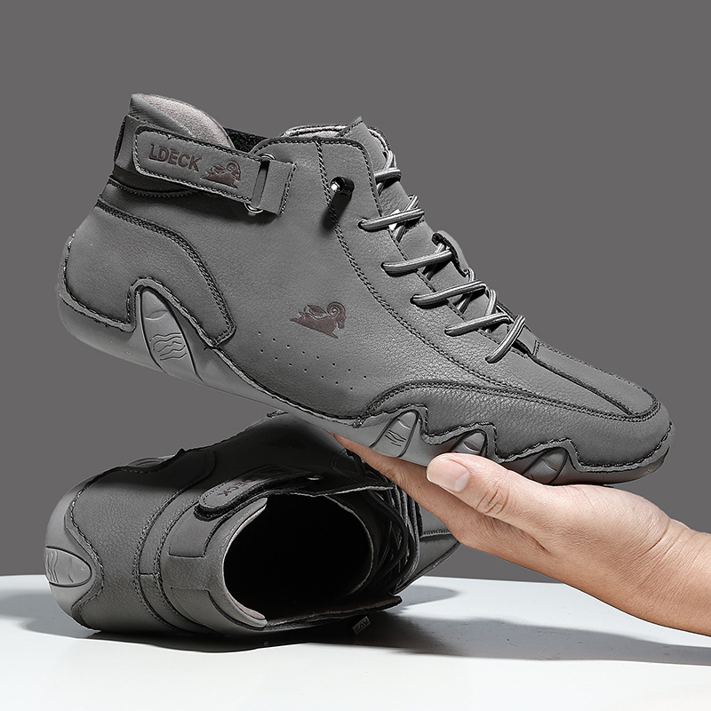 large size 39-48 fashionable high-quality leather breathable men's casual shoes low top ankle boot