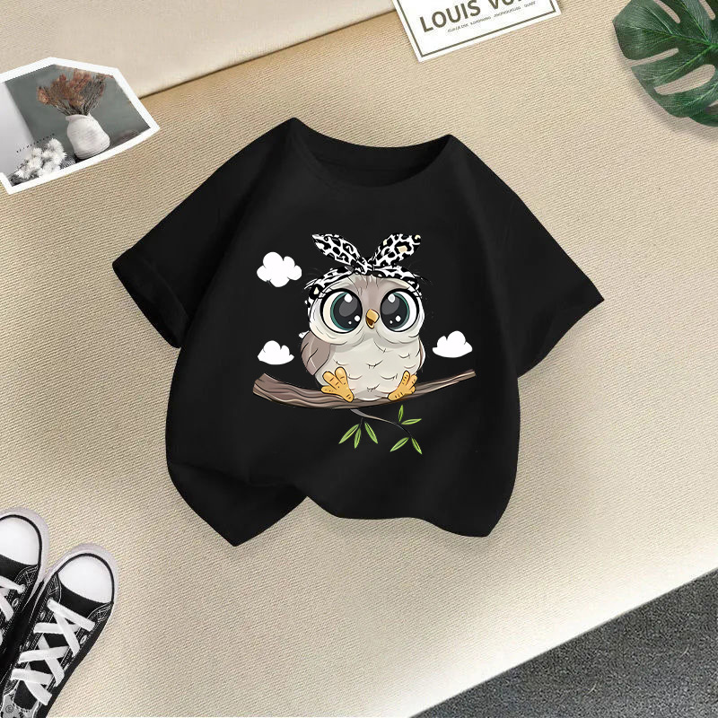 Summer Girls T-shirts Cartoon Print Children Blouse Short-sleeve Tops for Kids 1 To 10years Teenager Tees Baby Outfits Clothing