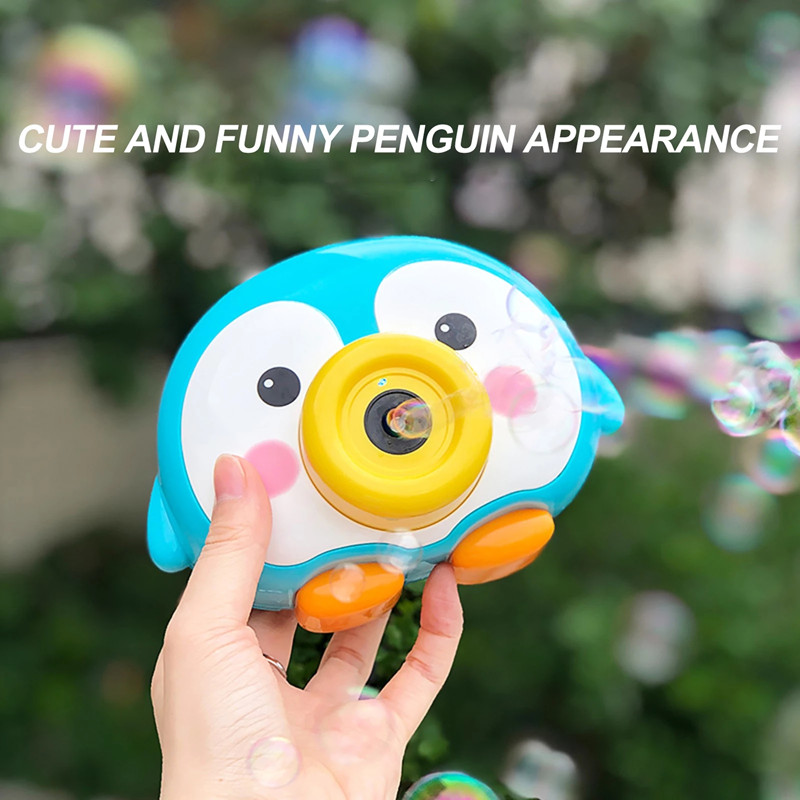 Little Penguin Duck Electric Bubble Machine Automatic Bubble Camera Children Soap Bubbles Blower Electric Music Light Toy