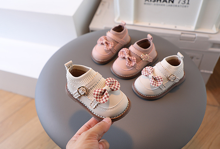 Girls Children Princess Shoes Baby Kids Elastic Slip on Sock Shoes Lightweight Breathable Soft Sole Non Slip First Walking Shoes