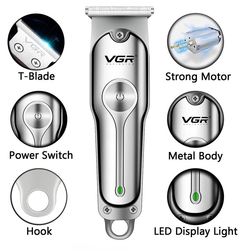VGR New Style Hair Clipper Engraving Metal Electric Hair Clipper Stainless Steel Blade Hair Clippers Clippers V-071 VGR New Sty