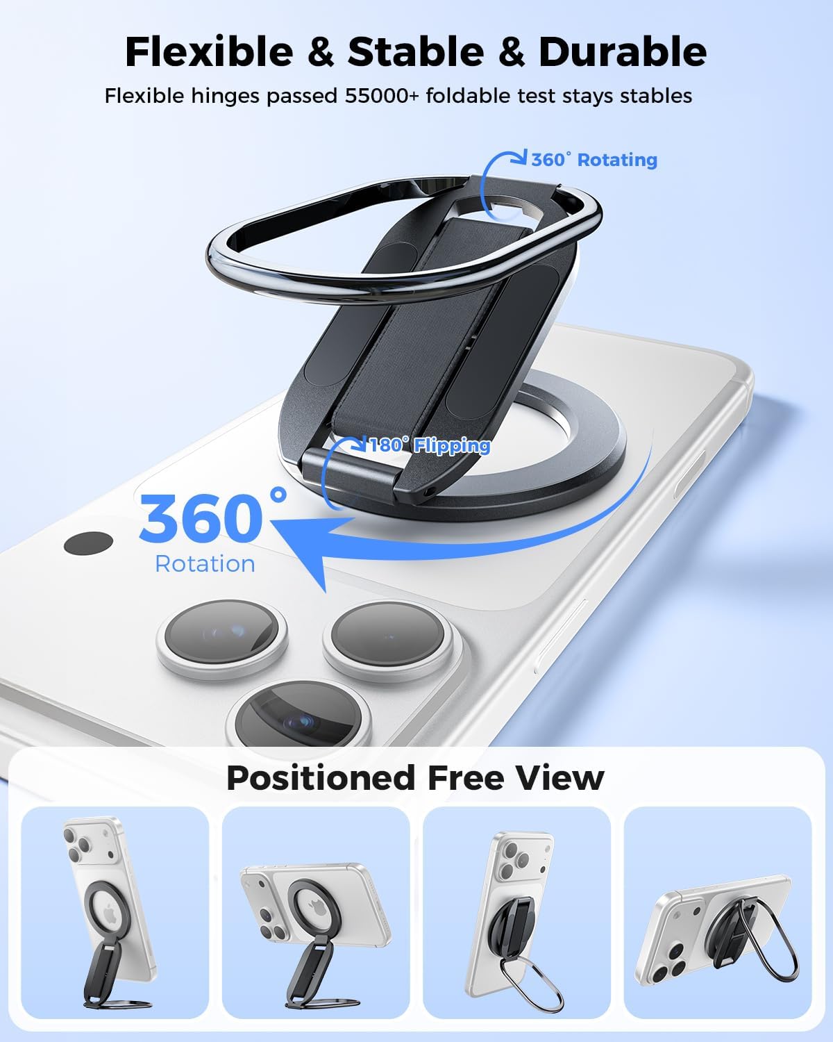 2026 Upgraded] SUPERONE MagSafe Phone Grip for MagSafe Kickstand, Removable Cell Phone Grip Magnetic Ring Holder with Two-Sided Magnets, Mag Safe Ring