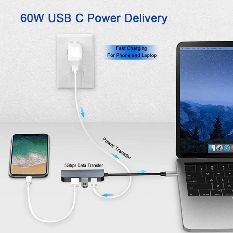 5in1 2009 pd100W+usb3.0+2.0+Audio 4K HDMI compatible USB 3.0 2.0 C-type PD charging dock