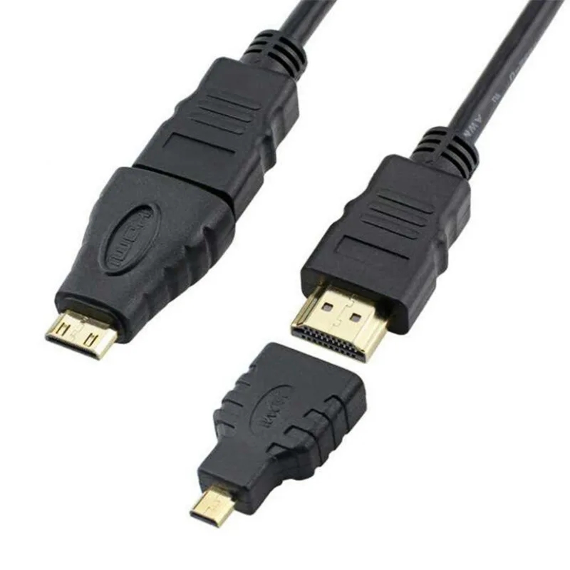 1.5m HDMI TO HDMI cable 3 In 1 HIGH SPEED HDTV CABLE 3D V1.4 FULL HD 1080P Mini HDMI Adapter Micro HDMI Connector HDMI Cable